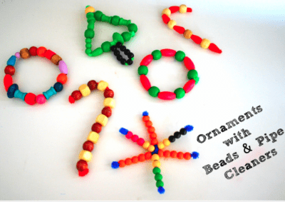 Homemade Christmas Ornaments:  Pipe Cleaners and Wooden Beads
