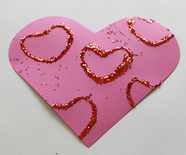 Valentine's Day Craft: Stamping Glitter Hearts