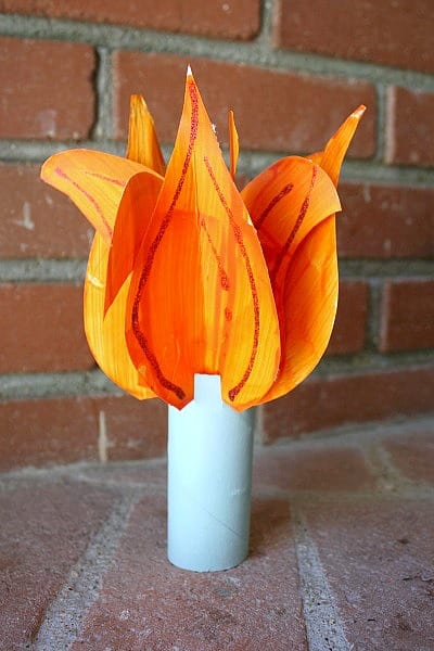 flame made from toilet paper roll