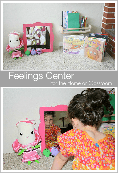 Great way for kids to explore their emotions and feelings! (Feelings Center for the Home or Classroom~ BuggyandBuddy.com)