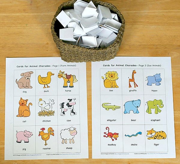 Free Printable Animal Charades Game for Kids ~ BuggyandBuddy.com