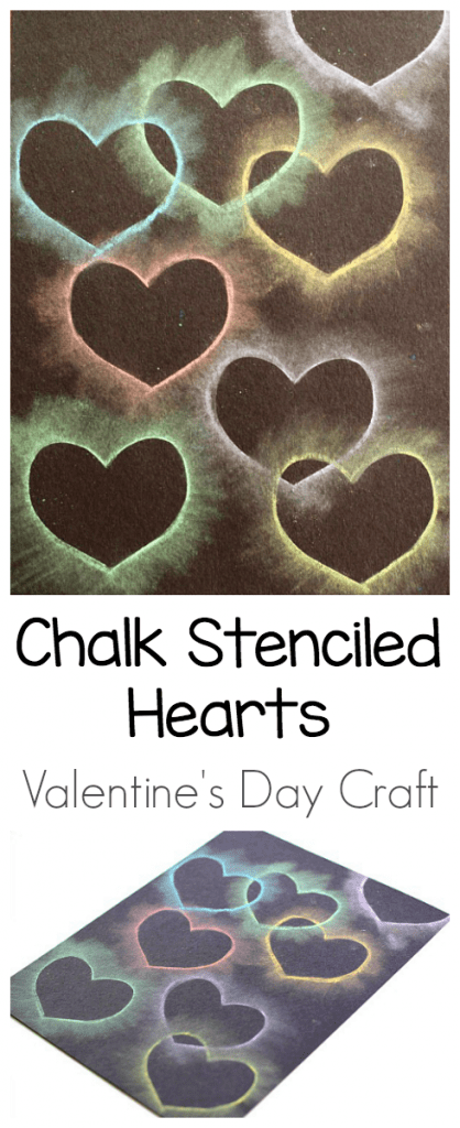 chalk stencil heart collage art project for kids