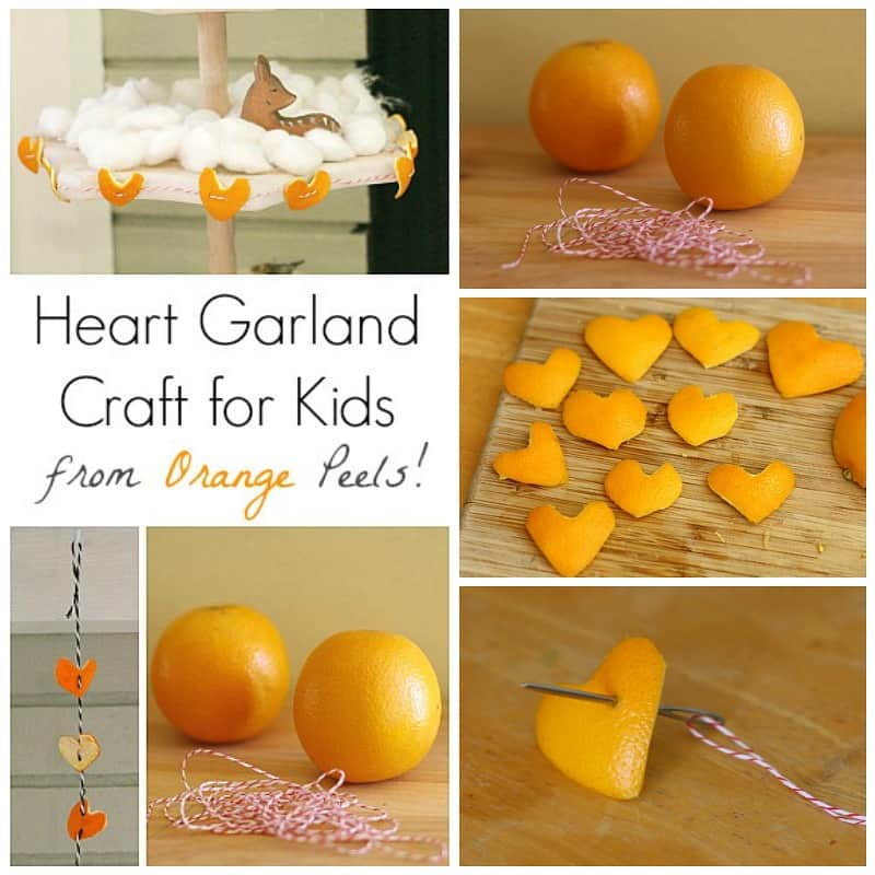 heart-shaped garland made from orange peels