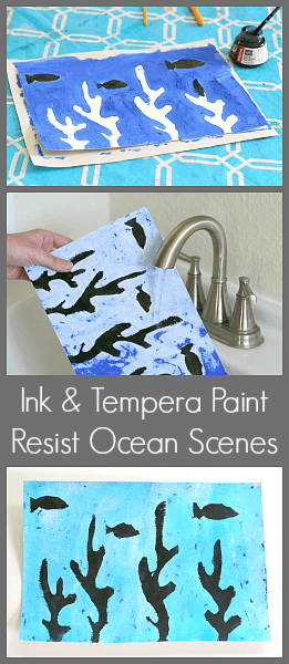 Art for Kids: Ocean Scenes Using Tempera Paint & India Ink~ Buggy and Buddy