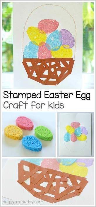 Easter Crafts for Kids: Sponge Painted Easter Egg Basket - Buggy and Buddy