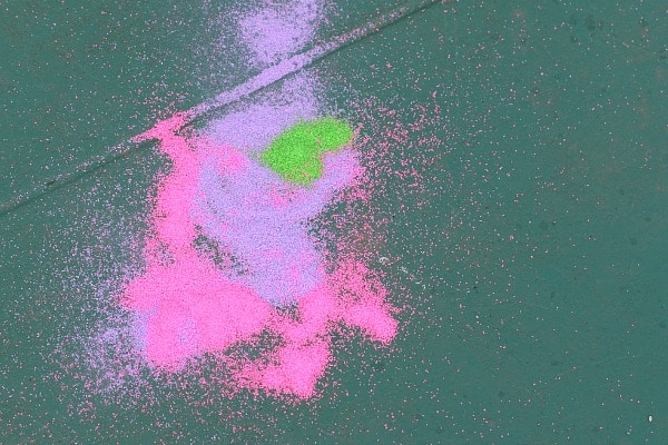 colored sand outside