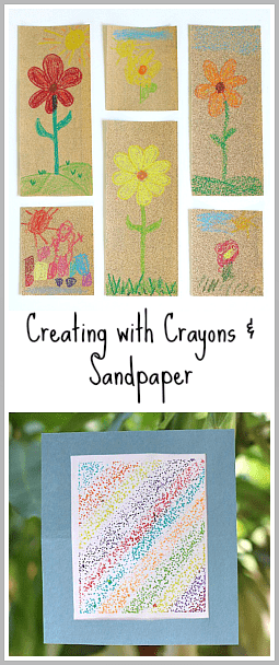 Great sensory art activity for kids! (Drawing on Sandpaper with Crayons & Melted Crayon Art Sun Catchers! ~ Buggy and Buddy)