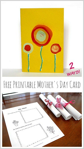 Free Printable Mother's Day Card- 2 Ways!