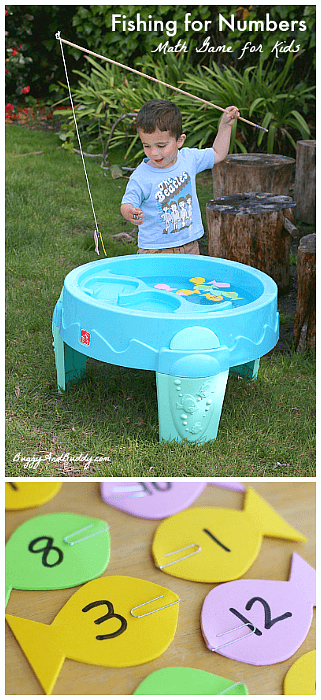 Magnetic Fishing Math Game for Kids- Fun water table game perfect for counting, number sequencing, and addition practice. (Includes tutorial on magnetic fishing pole) ~ BuggyandBuddy.com