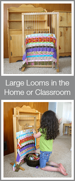 Using a large weaving loom with kids in the home or classroom~ Buggy and Buddy