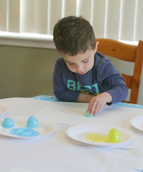 stamping with plastic eggs