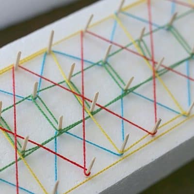 String Art for Kids Using Styrofoam and Toothpicks