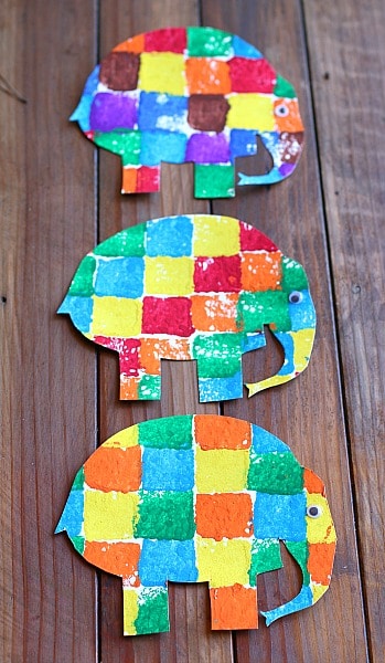 Sponge Painted Art Activity for Kids: Elmer the Elephant~ Buggy and Buddy