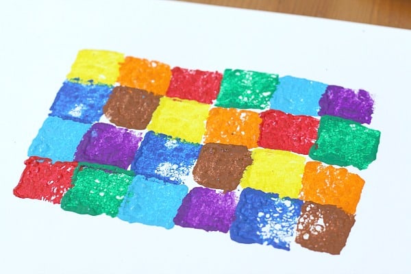 sponge stamp rows of colors