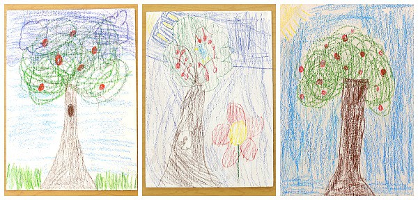 Art for Kids: Trees Sketched on Wood Panels