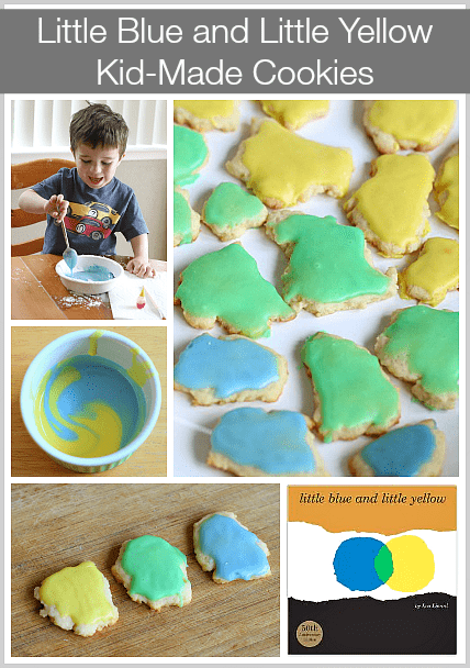 Explore color mixing with these kid-made cookies based on the story, Little Blue and Little Yellow! ~ Buggy and Buddy