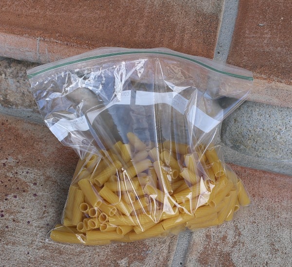 Place pasta in baggie