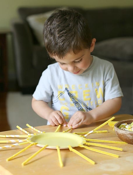 toddler created sun craft for summer