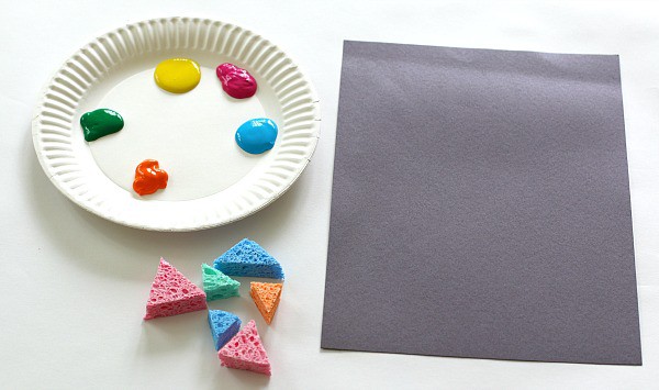 materials for triangle collage art for kids
