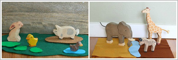 Create different scenes using felt for play
