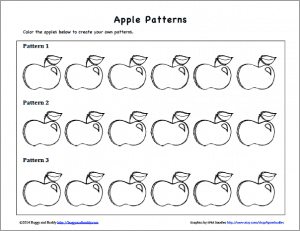 apple math pattern free printable~ Buggy and Buddy