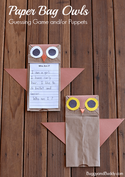 Such a cute owl craft using a brown paper lunch bag! (Who's Who? Owl Craft for Kids w/ FREE Printable) ~ Buggy and Buddy