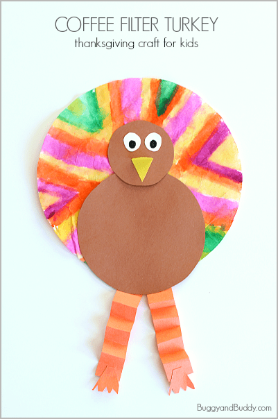 Thanksgiving Crafts for Kids: Coffee Filter Turkey Craft~ BuggyandBuddy.com
