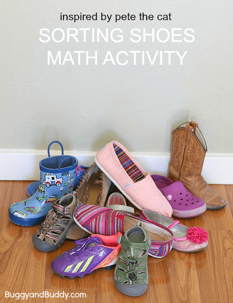 Sorting Shoes (Math Activity for Kids Inspired by Pete the Cat: I Love My White Shoes)~ BuggyandBuddy.com