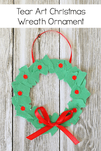 Homemade Christmas Ornaments: Tear Art Christmas Wreaths - Buggy and Buddy
