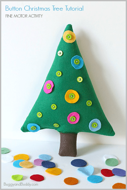 Christmas Fine Motor Activity for Kids- Decorate the Button Tree! ~ BuggyandBuddy.com