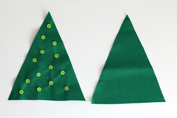 sew buttons on your felt christmas tree