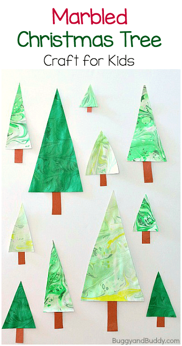  marbled christmas tree art project for kids