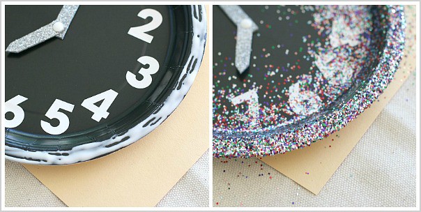 add glitter to your paper plate clock