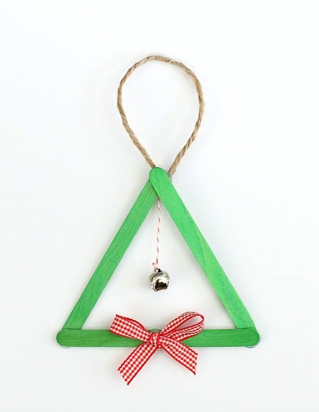 Popsicle Stick and Jingle Bell Homemade Christmas Tree Ornament