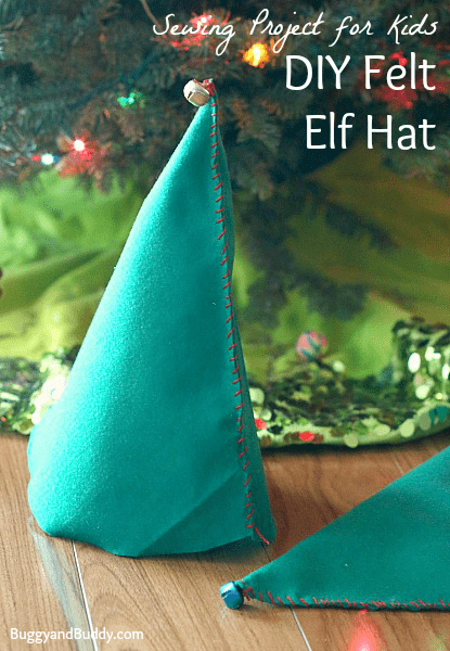 Perfect beginning sewing project for kids: DIY Felt Elf Hat~ BuggyandBuddy.com