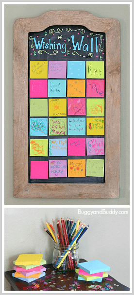 Create a wishing wall for New Year's Eve! Perfect activity for kids and family! ~ BuggyandBuddy.com