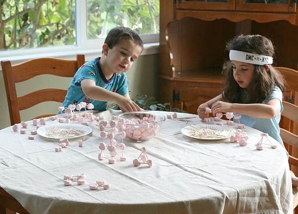 Valentine Activity for Kids: Building with Heart Marshmallows and Toothpicks