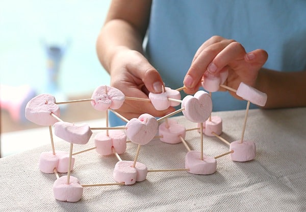 Learning Activities for Valentine's Day: Build shapes with marshmallows and toothpicks