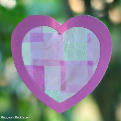 Valentine Crafts for Kids: Heart Suncatchers Using Tissue Paper