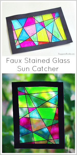 Faux Stained Glass Suncatcher Craft for Kids~ BuggyandBuddy.com