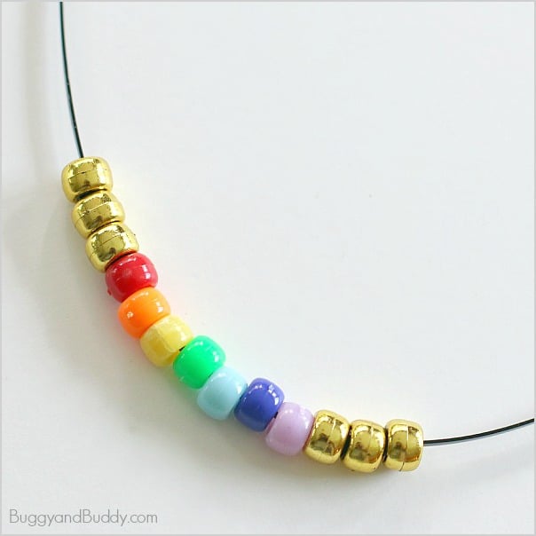 St. Patrick's Day Craft for Kids: Beaded Rainbow Necklace