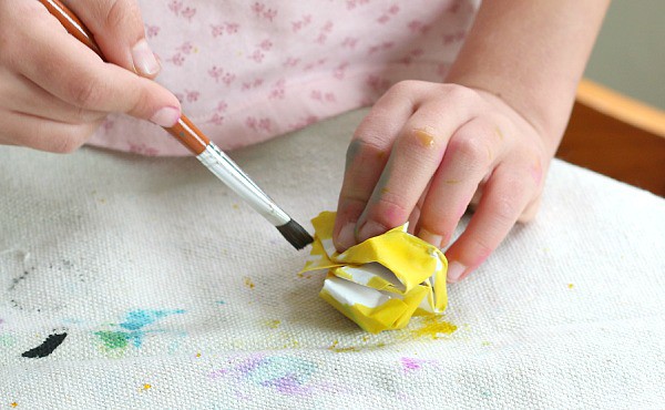 paint your crumpled ball of paper with watercolors