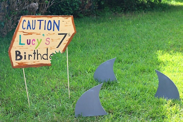 shark birthday party sign