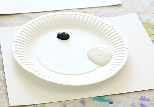 mixing black and white tempera paint to make gray