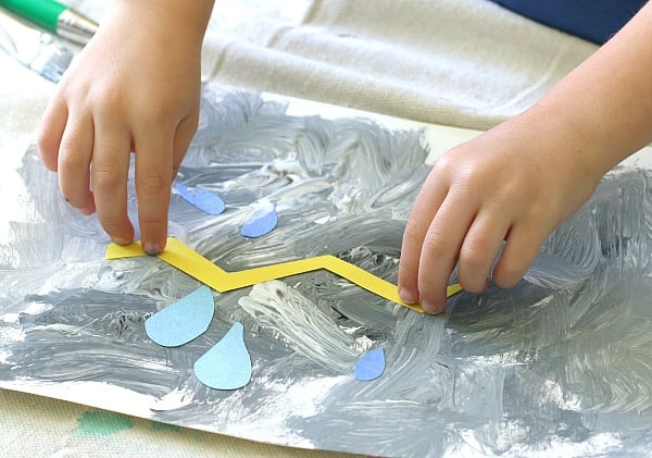 weather activities for kids: thunderstorm collage artwork