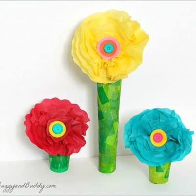 Tissue Paper and Cardboard Tube Flower Craft