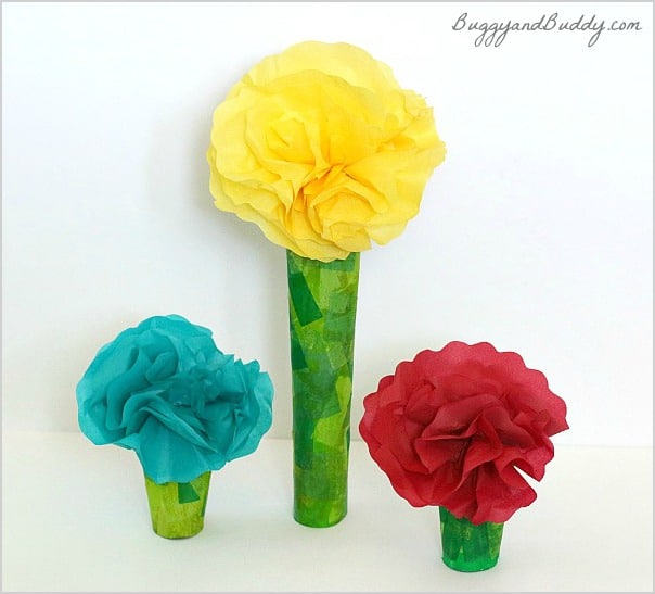 tissue paper flower craft for kids