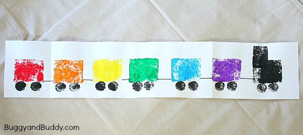 Preschool Art Project: Sponge Painted Train Craft for Kids based on Freight Train