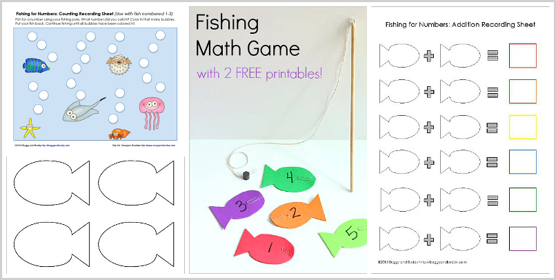 Homemade Fishing Math Game for Kids with 3 Free Printables