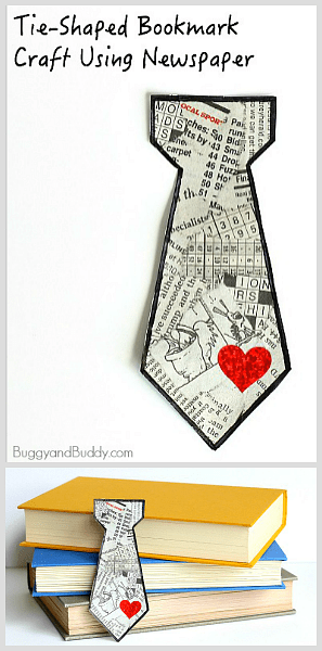 Father's Day Craft for Kids: Homemade Tie Bookmark Using Tear Art (Perfect project for preschool and kindergarten) w/ Free Tie Template~ BuggyandBuddy.com
